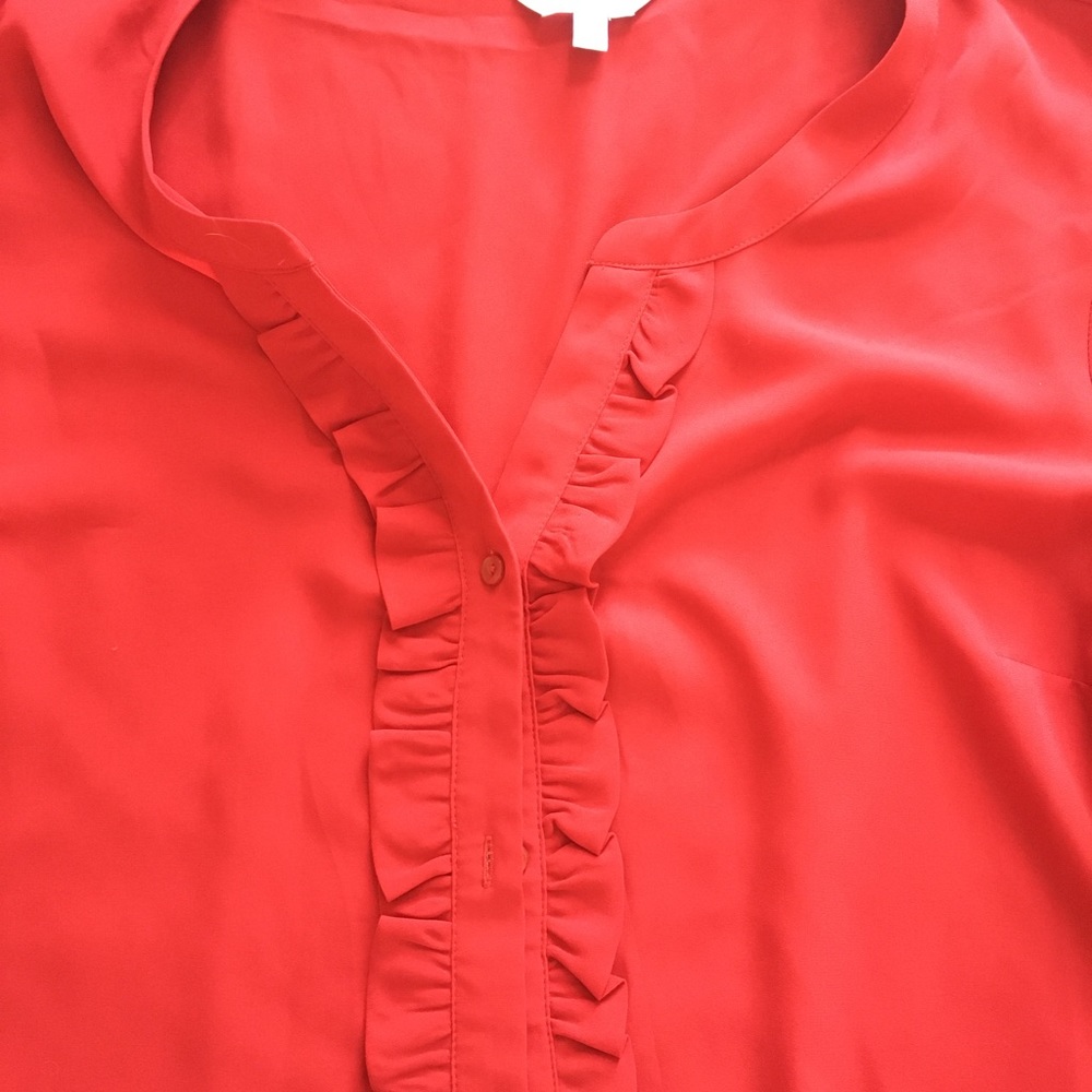 Long sleeve ruffled button blouse